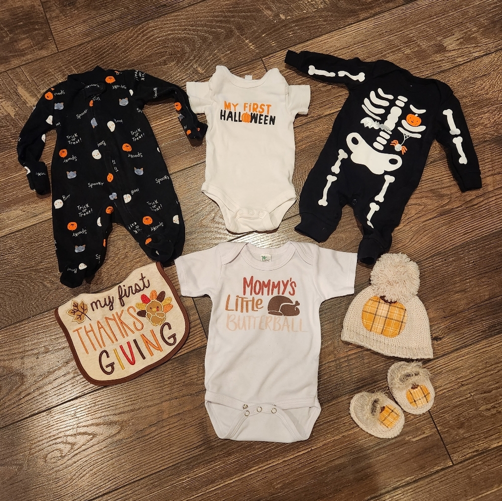 5/$13 0-3 month My first Halloween & Thanksgiving Bundle